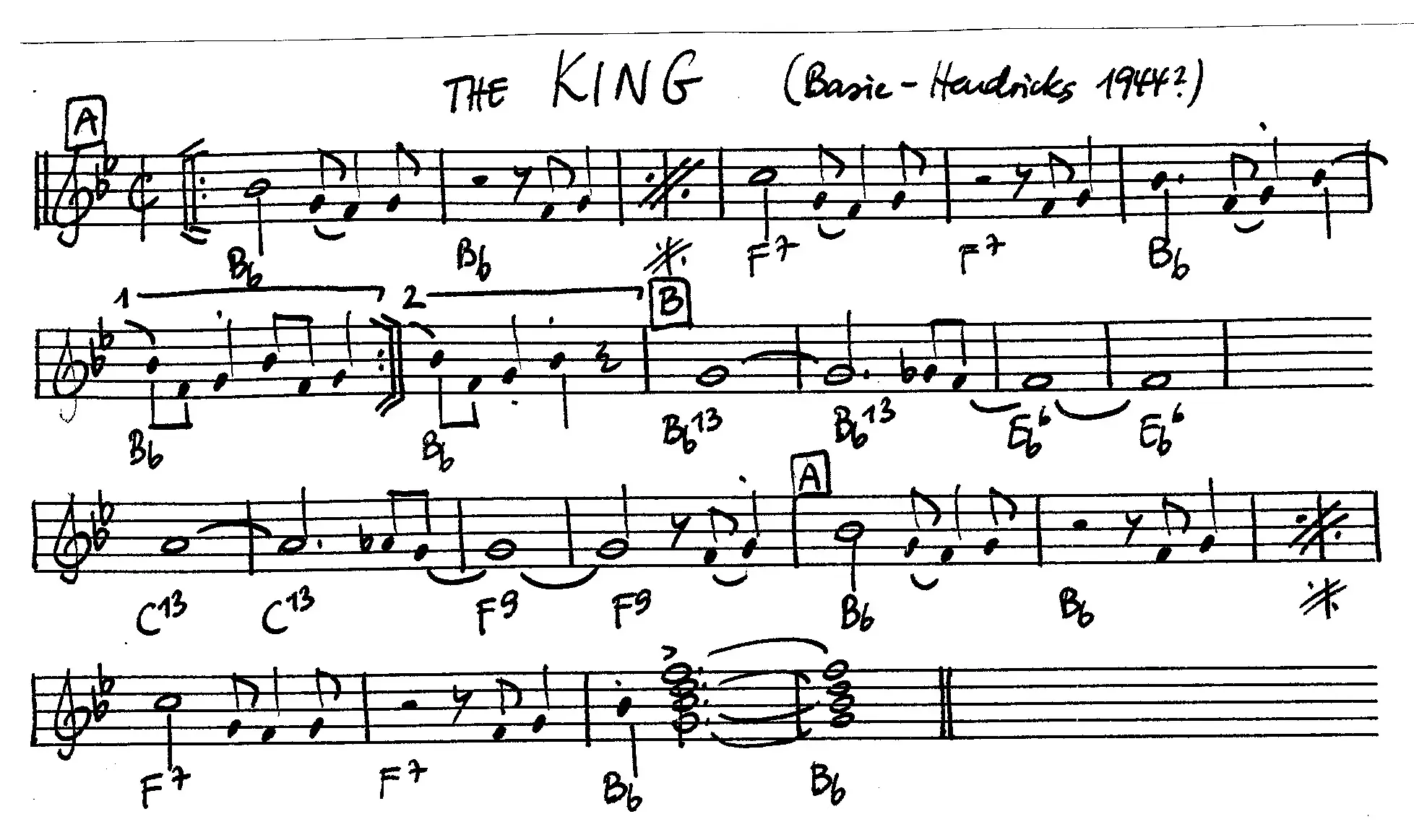 the king free jazz leadsheet - Courtesy of the Jungle Jazz Band